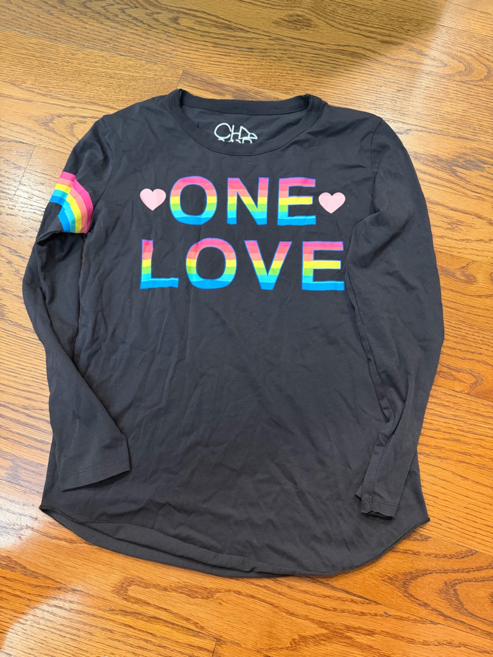 Chaser Black Long-Sleeve Tee with Rainbow "ONE LOVE" Graphic
